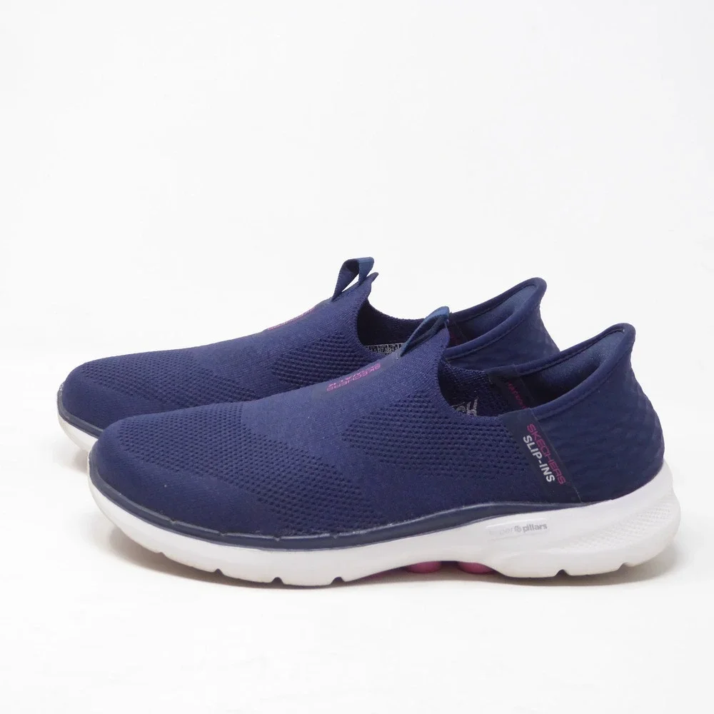 Skechers Womens  Go Walk 6-Fabulous View Slip-Ins Navy Blue Sneakers 7.5
